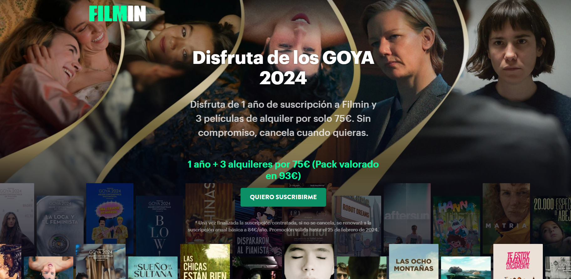 Filmin oferta películas Goya