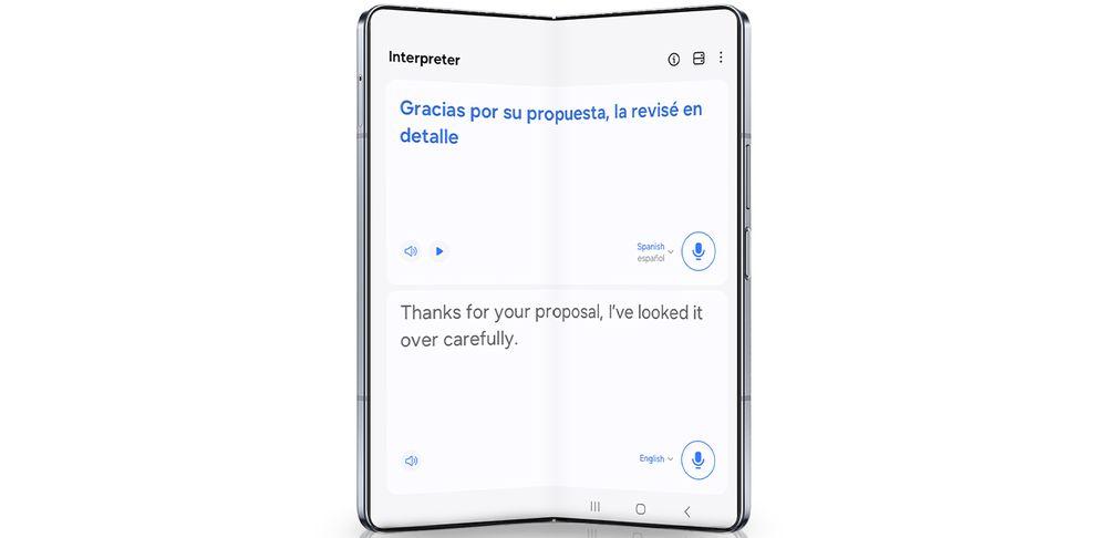 Captura del modo Interpreter en un dispositivo Samsung Galaxy
