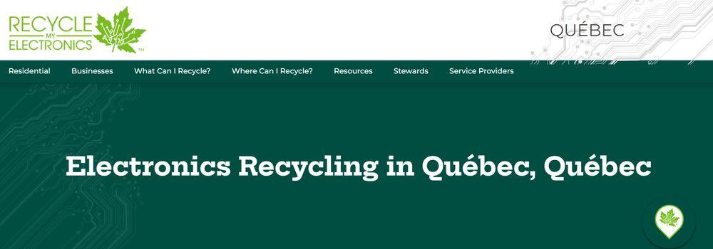 Web de los puntos de reciclaje de la región de Quebec en Canadá