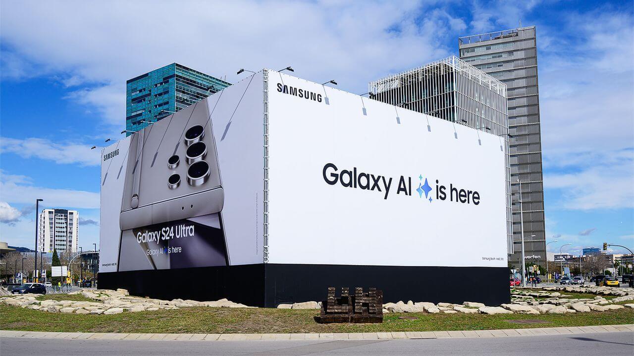 Exterior Samsung Galaxy AI en el Mobile World Congress 2024