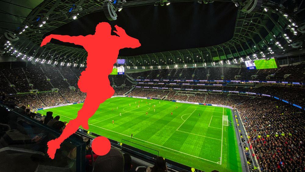 La silueta de color rojo de un jugador de fútbol