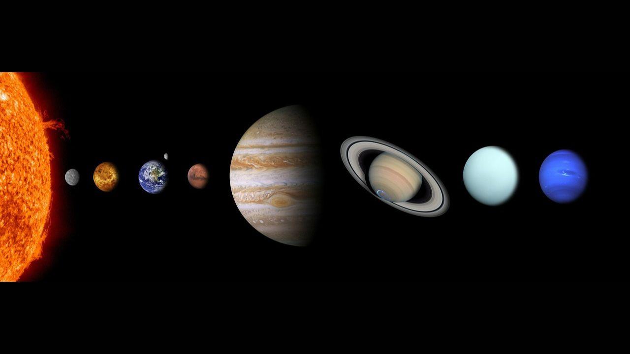 Todos los planetas del Sistema Solar y el Sol