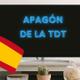 Una televisión con el mensaje del apagado de la TDT y la bandera de España