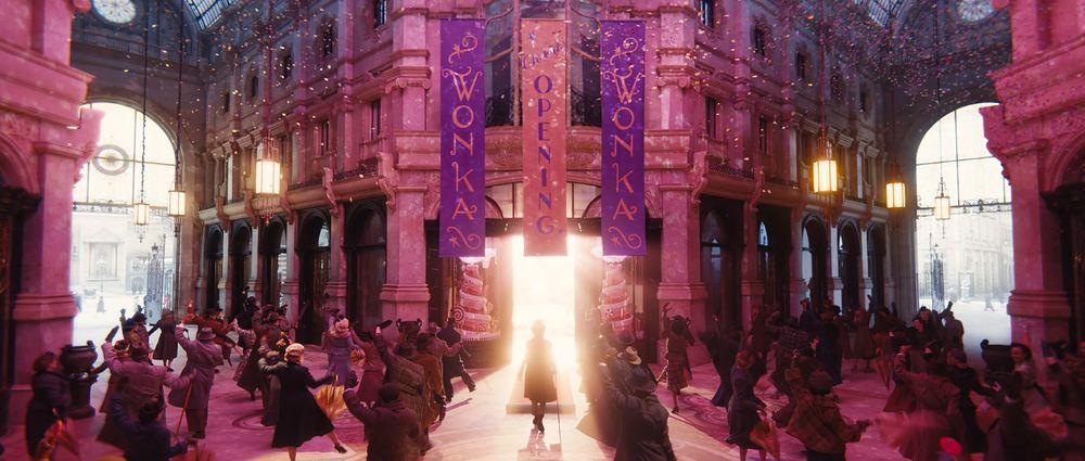 Una escena llena de encanto y color de la película Wonka