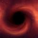 Un agujero negro con materia oscura y color rojo