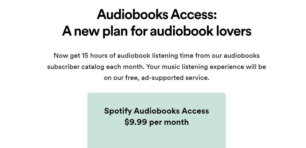 Nueva tarifa Audiobooks Access disponible en Spotify US