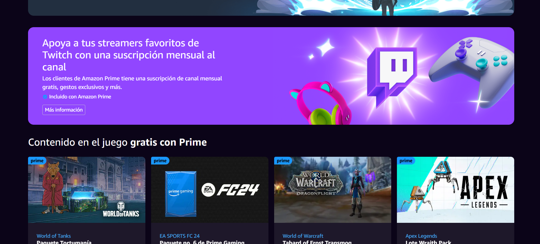 Twitch Prime subscription banner