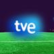 Logo de TVE sobre un campo de fútbol