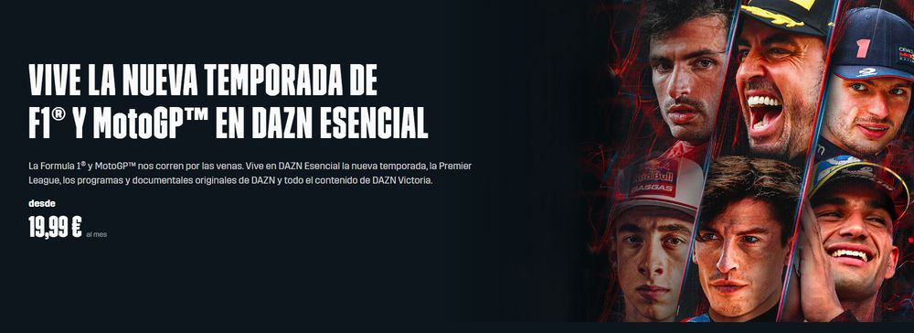 Captura de la sección de la F1 en la web de DAZN