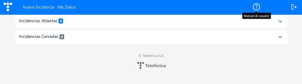 Lista de incidencias dentro de la herramienta web Petter