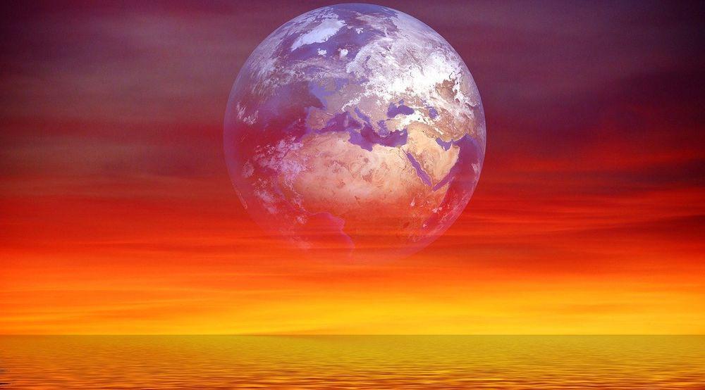La vista de la Tierra desde un planeta distinto con océano
