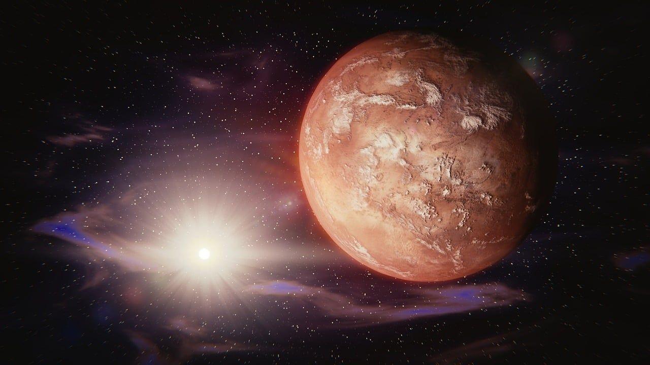 Marte en una representación visual en el espacio