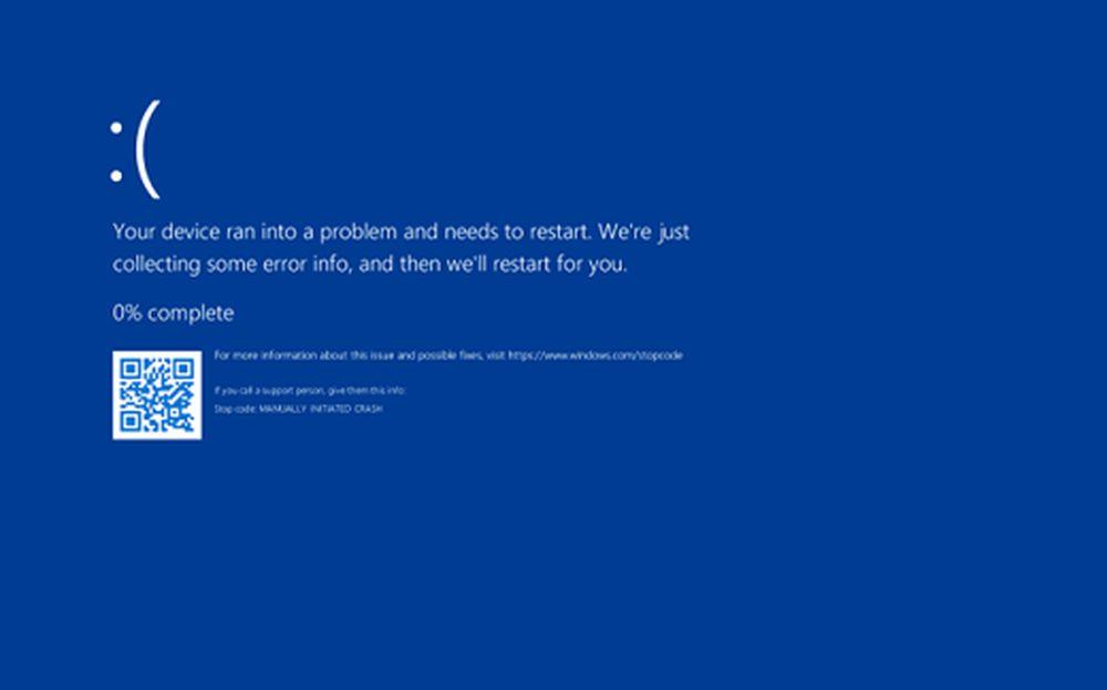 Captura de la pantalla azul de la muerte que sale en Windows