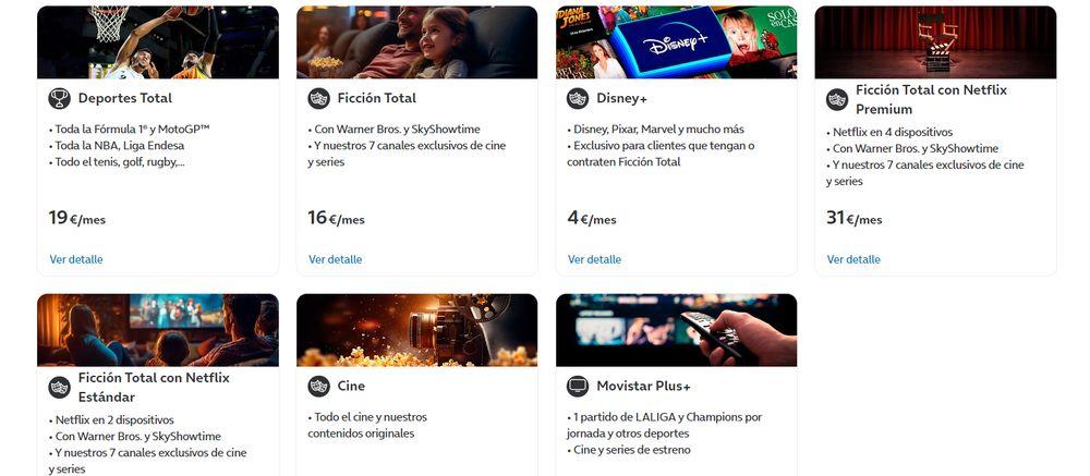 Relación de los paquetes de TV ofrecidos por Movistar Plus+