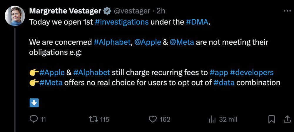 captura de x de Margrethe Vestager