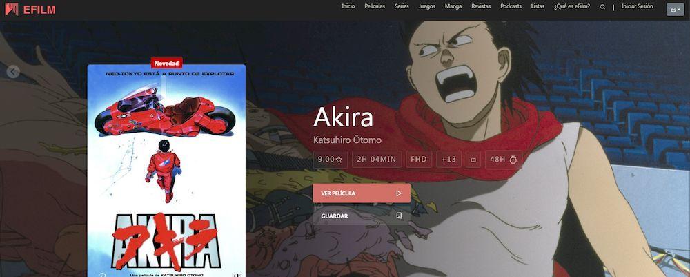 Película Akira disponible en el catálogo de eFilm