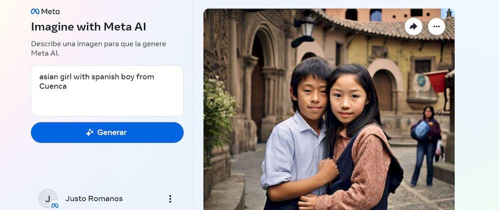 Chica asiática con chico de Cuenca según la IA de Meta