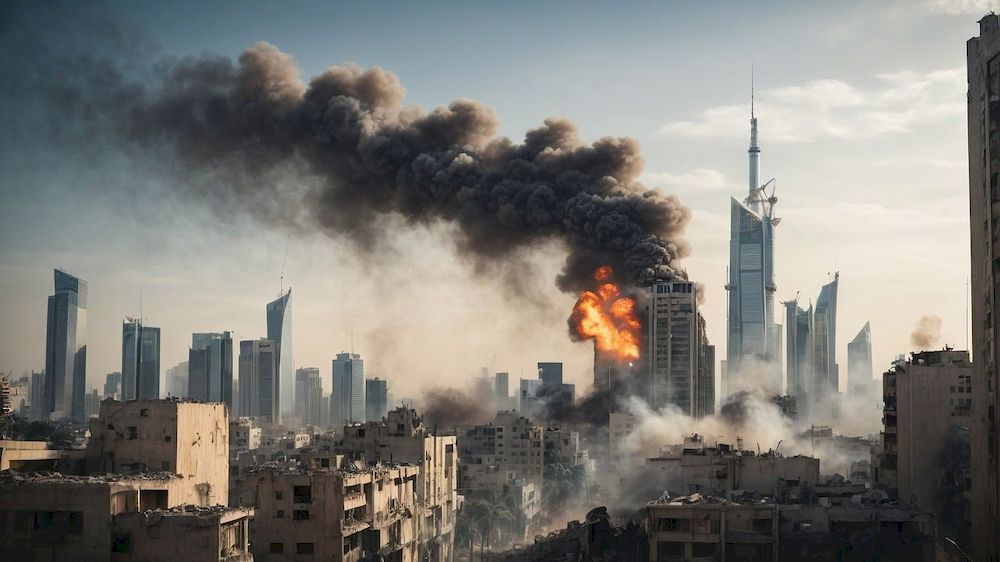 Una ciudad destruida por el impacto de las bombas