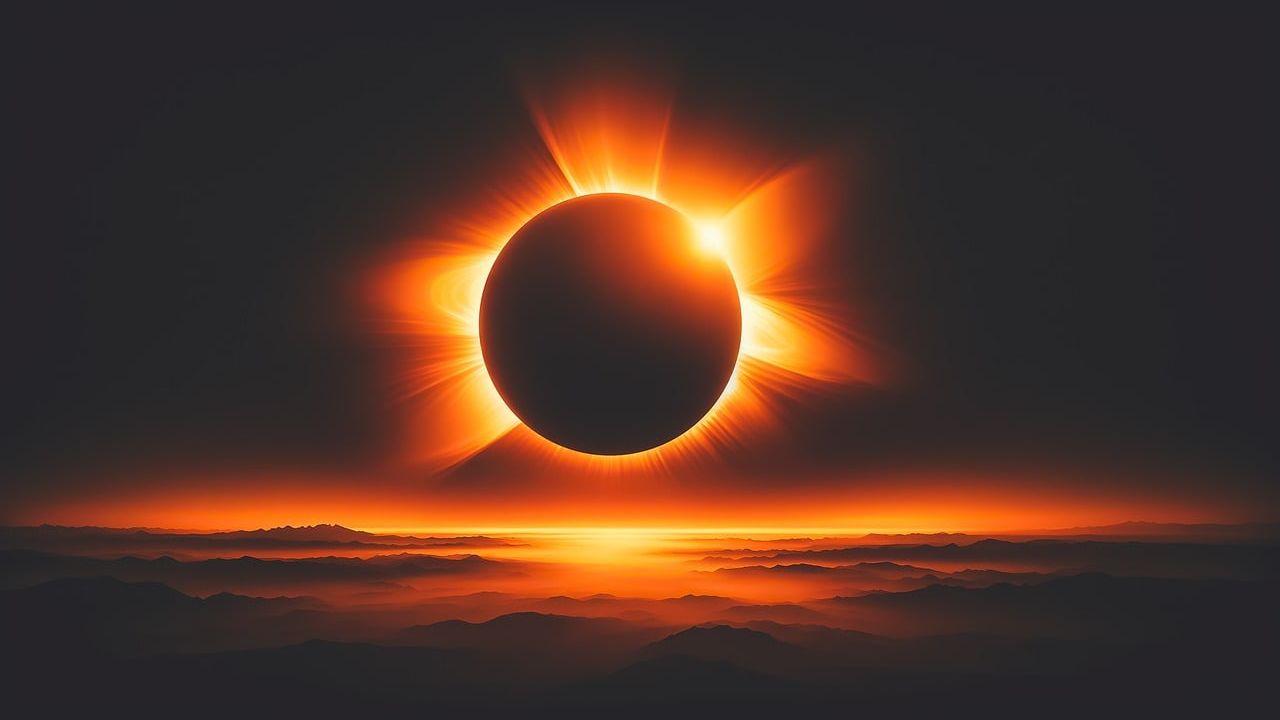 Una representación de la luz y oscuridad de un eclipse solar