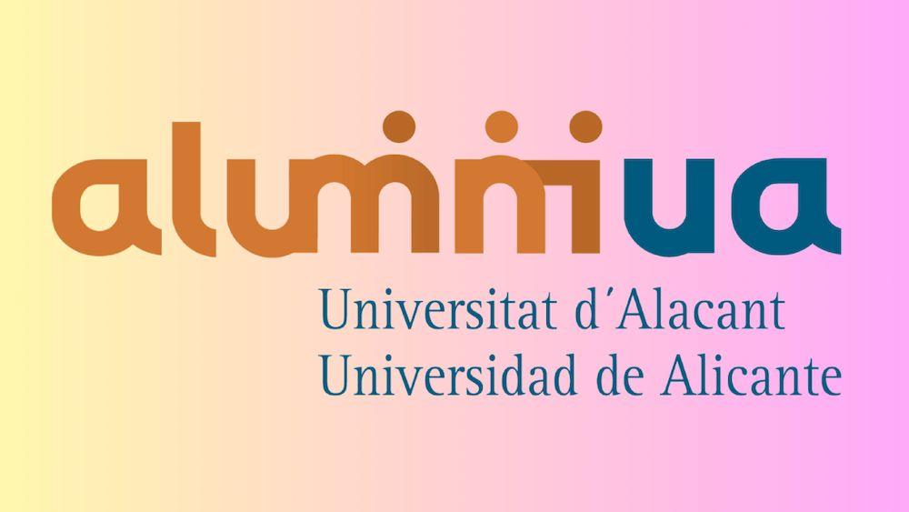 Logo of the Alumni system of the University of Alicante on a colorful background