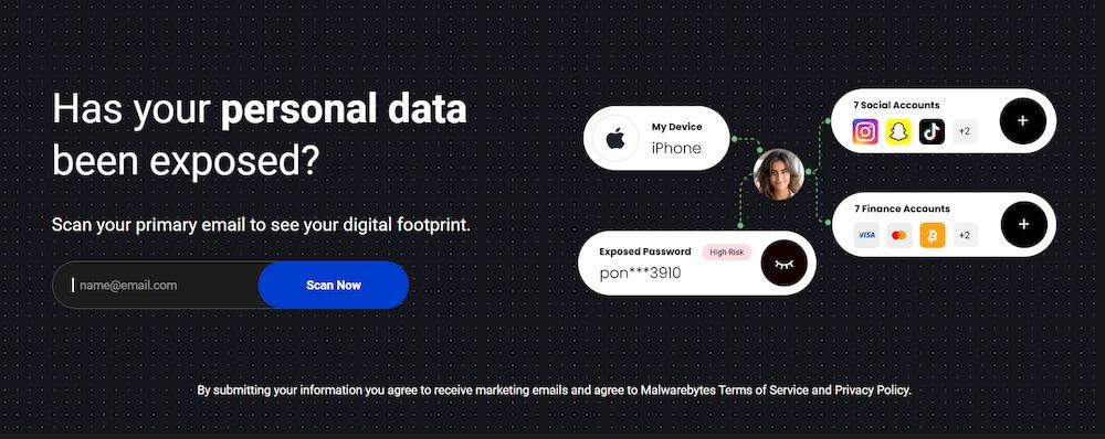 Web de análisis de la huella digital de Malwarebytes