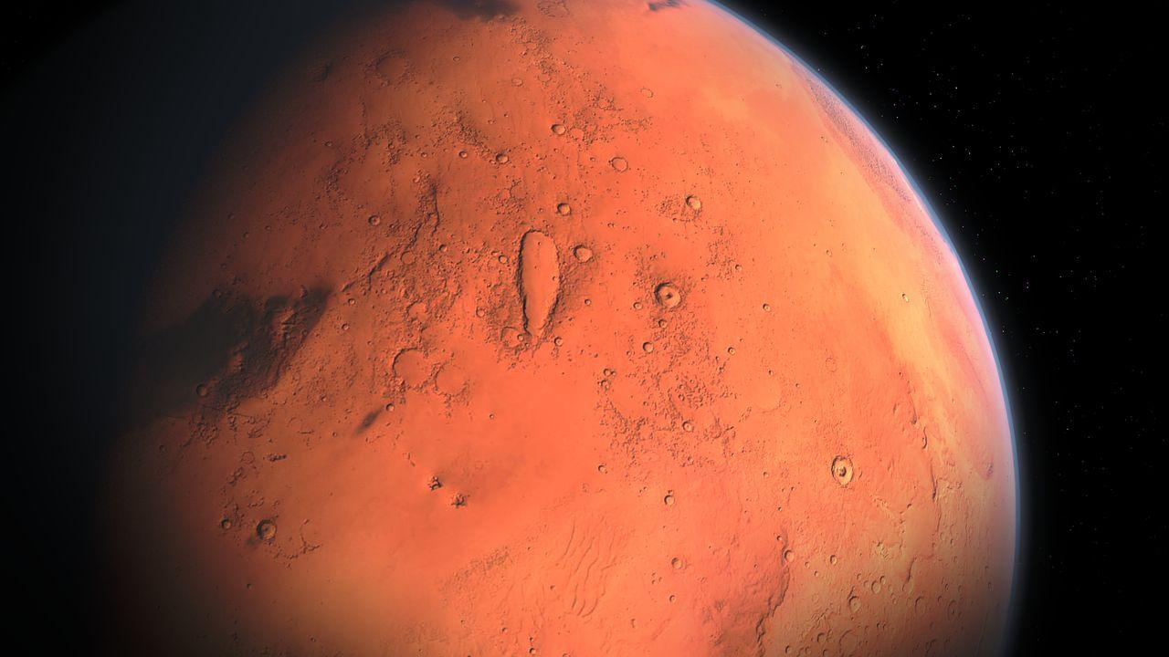 Una imagen del exterior de Marte con su característico color rojo