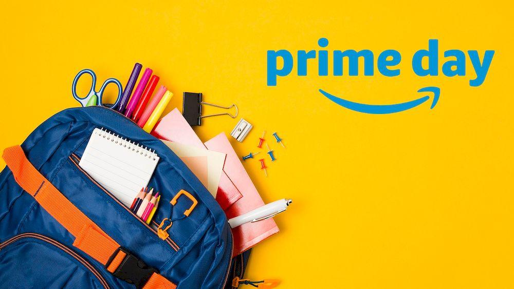 Material para la escuela con el logo de Prime Day