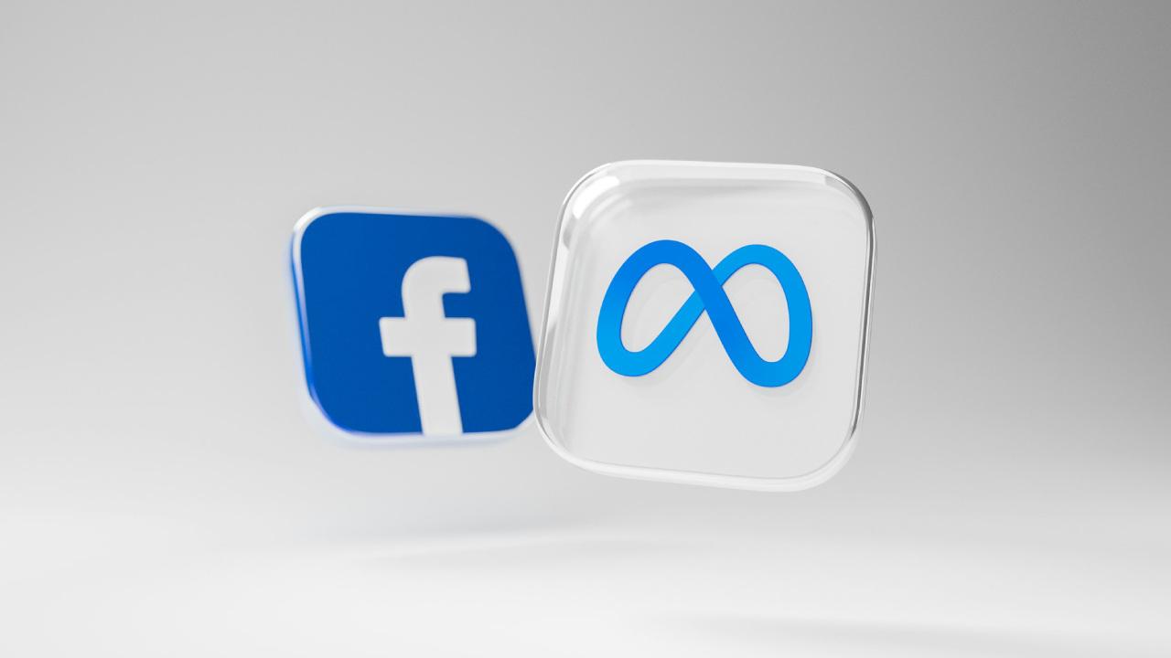 Logotipos de Facebook y Meta en cuadrados.