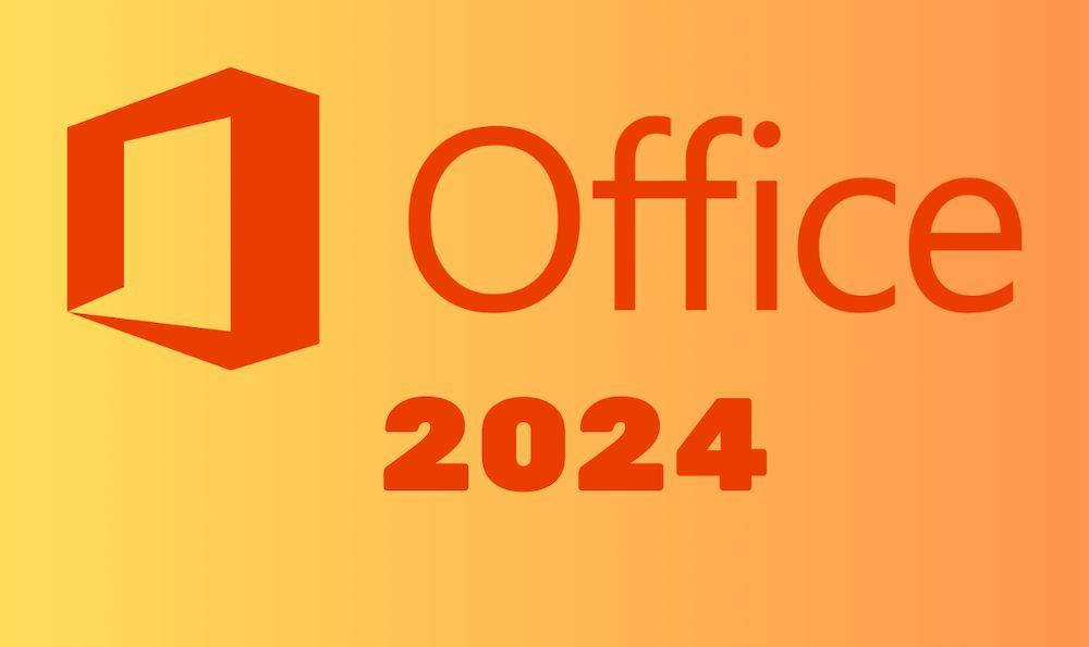 Logo de Office con el número del año 2024 sobre fondo naranja