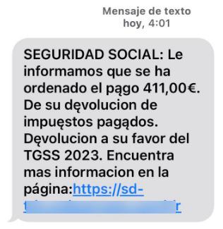 SMS Hacienda falso