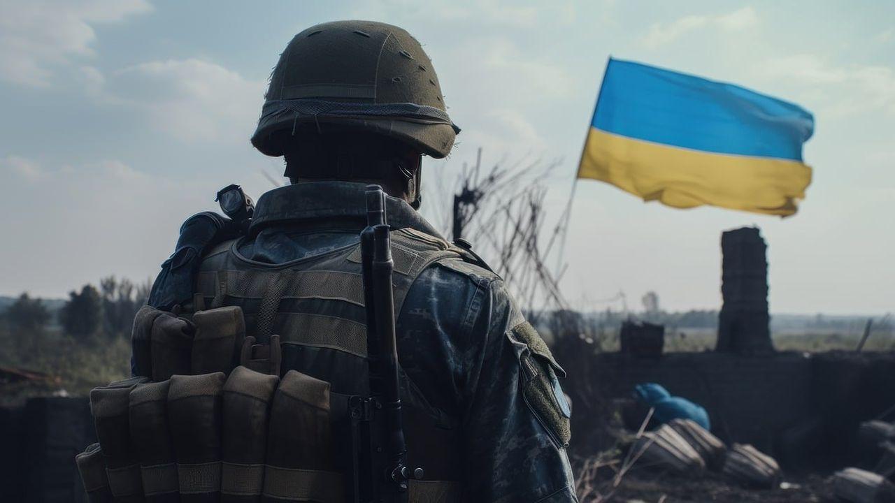 Un soldado de Ucrania en el campo de batalla
