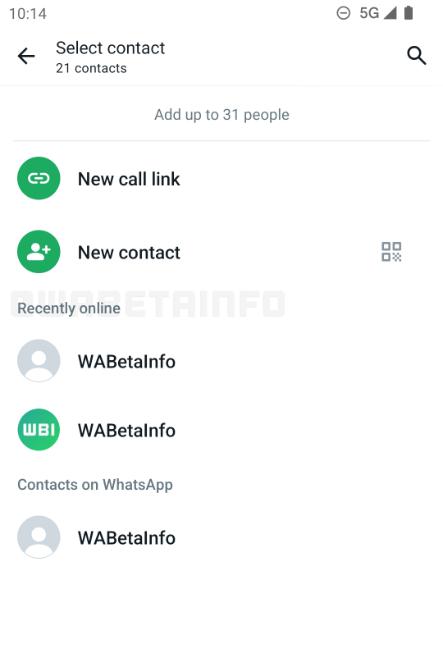 WhatsApp contactos recientes