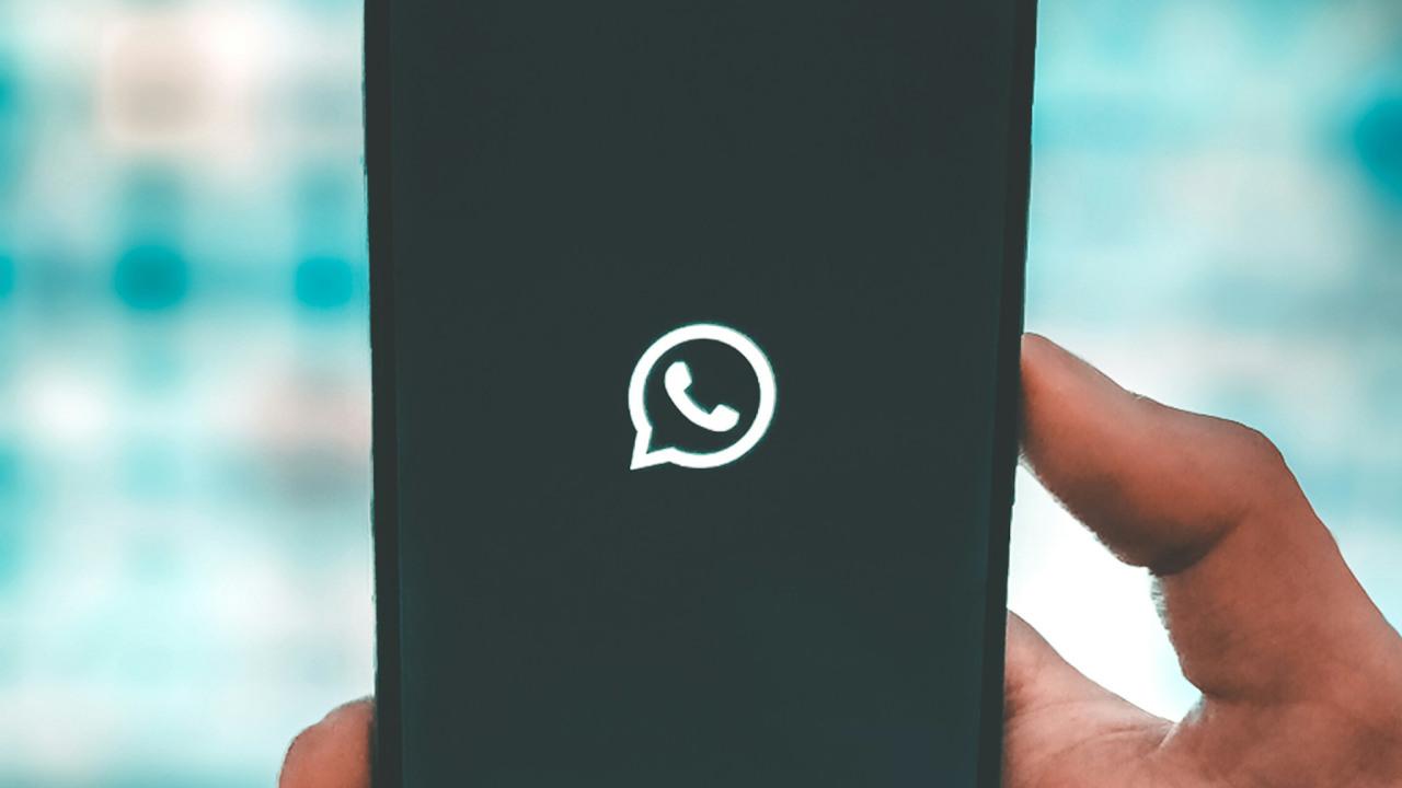 Logotipo de la app WhatsApp mostrado en una pantalla de móvil.