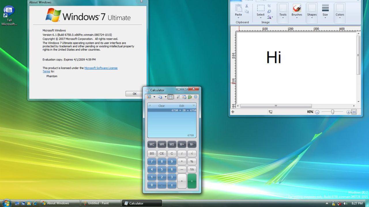 Captura de pantalla de una versión filtrada de Windows 7.