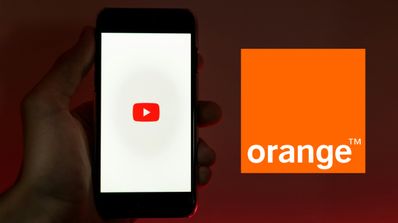 YouTube en smartphone junto al logo de Orange.