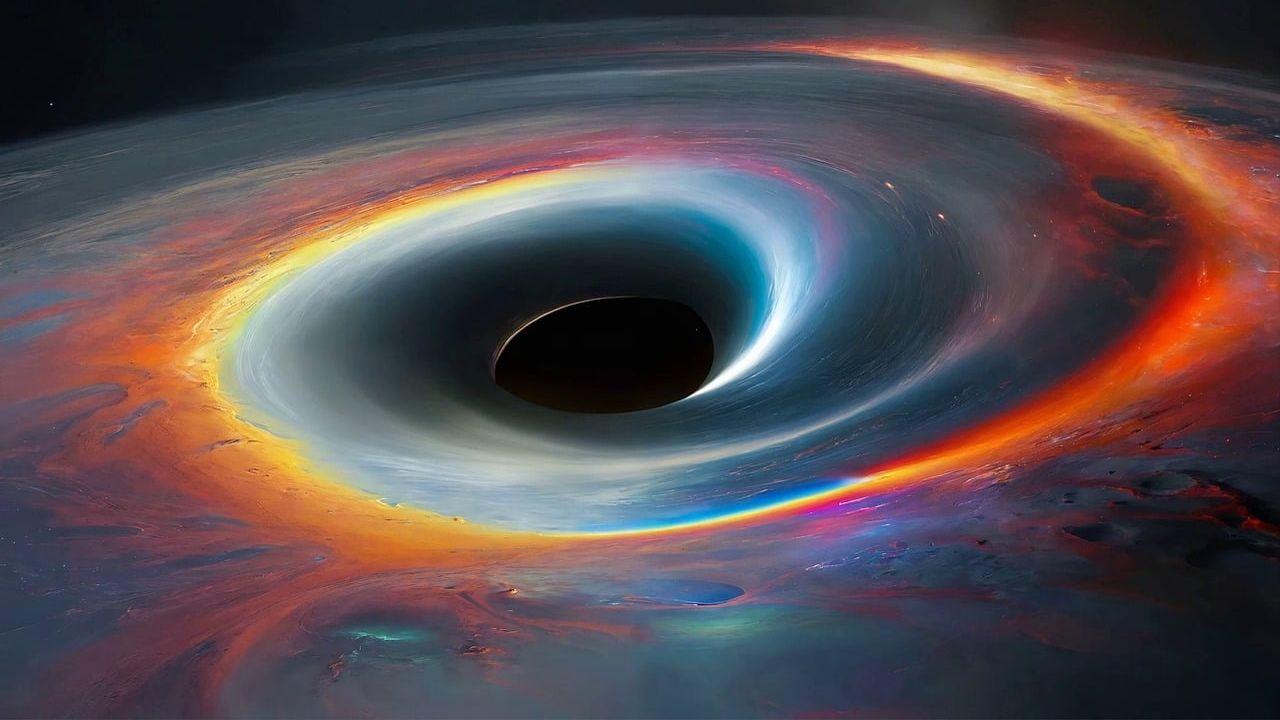 Un agujero negro devorando el cosmos en el universo