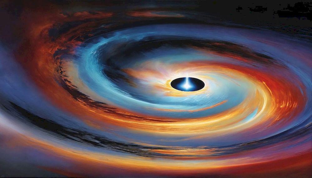 Un agujero negro con un efecto de varios colores a su alrededor