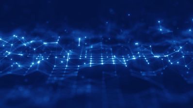Una conexión de red tipo 5G con luces de color azul