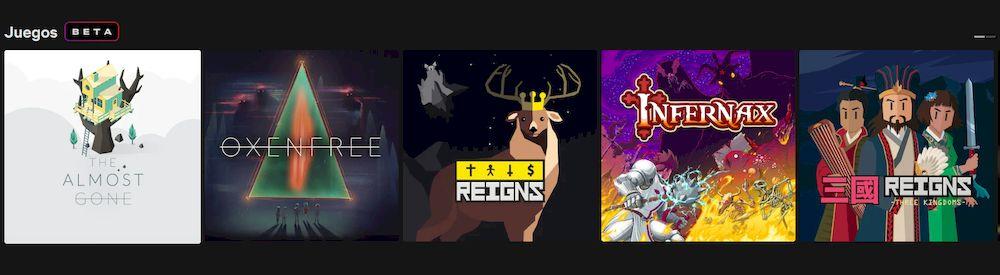 Carrusel de juegos disponibles en Netflix Juegos Beta