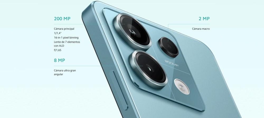 imagen de las cámaras del xiaomi redmi note 13 pro 5G en azul