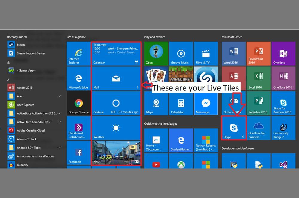 Live Tiles en Windows 8