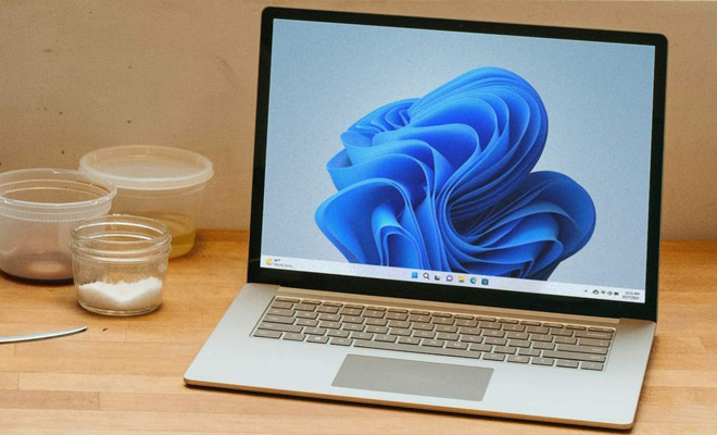 Un portátil con Windows 11 en una mesa.