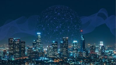 Una ciudad del futuro con conexiones de alta velocidad