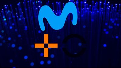 Fibra óptica con los logos de Movistar y MasOrange