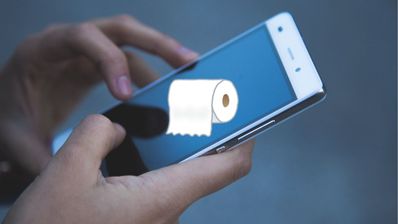 Un móvil con el icono de un rollo de papel higiénico en la pantalla