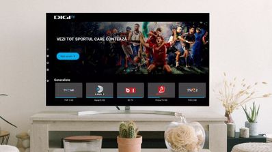Una Smart TV con la interfaz de Digi TV Portugal en la pantalla