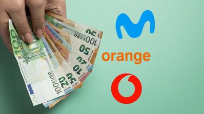 dinero logos Movistar, Vodafone y orange