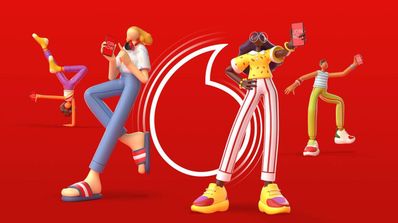 Personajes 3D de Vodafone con los móviles de la operadora