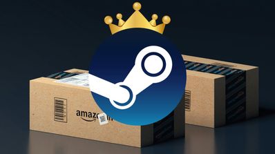 Logo de Steam sobre paquetes de Amazon