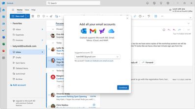 Sistema para añadir cuentas en el nuevo Outlook
